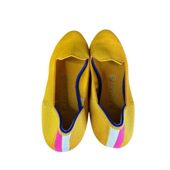NEW Rothy’s The Almond Flat Yellow Knit Stripe Slip-On Shoes Size 8.5 - Picture 2 of 8